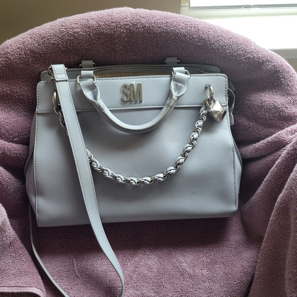 Steve Madden Grey Satchel with Chain Accent